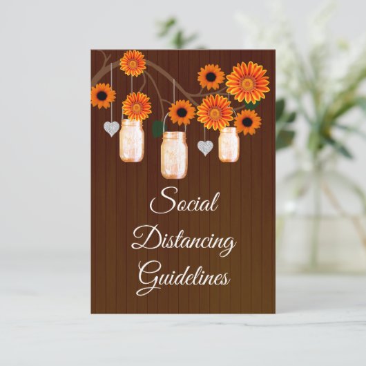 Dunkle rustikale Orangefarbene Mason Jar Sicherhei Begleitkarte (Stehend Vorderseite)