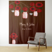 Dunkle rustikale Rote Flora Mason Jars Foto Hinter Wandteppich (Beispiel)