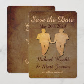 Dunkle Rustikale Save the Date-Kartenschwulenhochz Date (Vorne/Hinten)