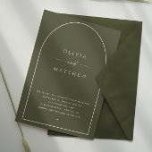 Dunkle Sage Arch Woodland Hochzeit. Foto + QR Einladung