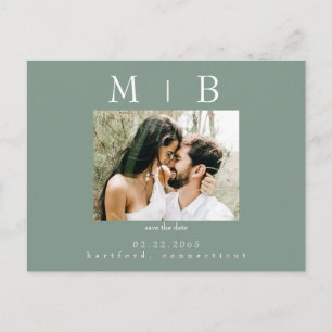 Dunkle Sage Couple Foto Wedding Save the Date Postkarte