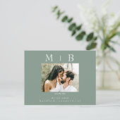 Dunkle Sage Couple Foto Wedding Save the Date Postkarte (Stehend Vorderseite)