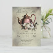 Dunkle Sage | Dusky Rose Winter Floral Bridal Tee Einladung (Stehend Vorderseite)