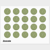 Dunkle Sage Green Mit Monogramm Wedding Umschlag A Runder Aufkleber (Blatt)