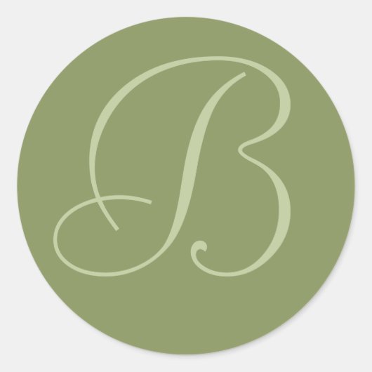 Dunkle Sage Green Mit Monogramm Wedding Umschlag A Runder Aufkleber (Vorderseite)