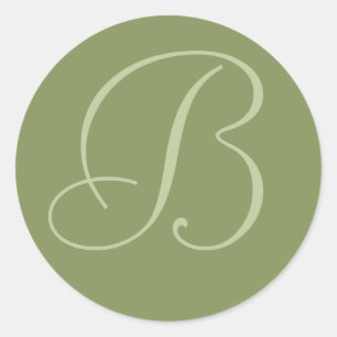 Dunkle Sage Green Mit Monogramm Wedding Umschlag A Runder Aufkleber