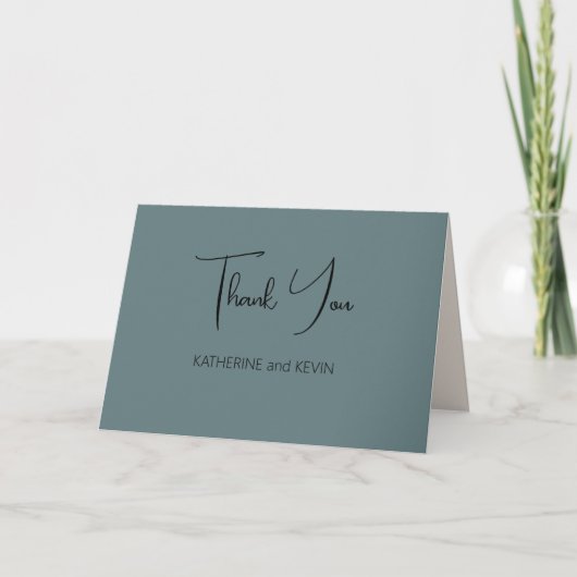 Dunkle Sage Green Simple Wedding Danke Karte (Vorderseite)