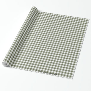 Dunkle Sage Green und White Gingham Neutral Farben Geschenkpapier