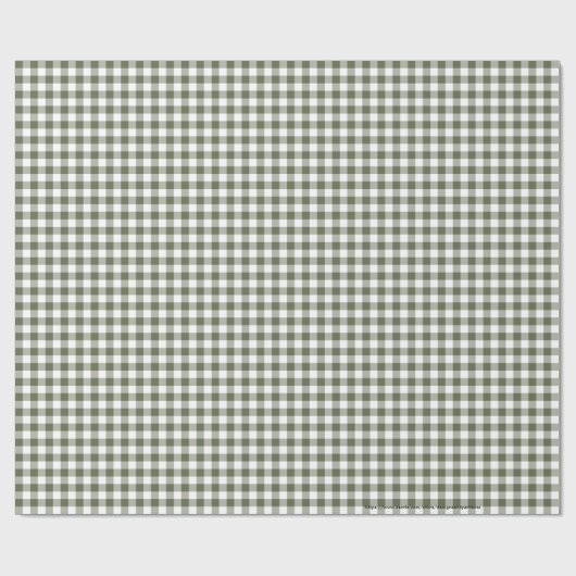 Dunkle Sage Green und White Gingham Neutral Farben Geschenkpapier (Flach)