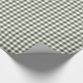 Dunkle Sage Green und White Gingham Neutral Farben Geschenkpapier (Ecke)