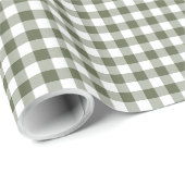 Dunkle Sage Green und White Gingham Neutral Farben Geschenkpapier (Rolleneckpunkt)