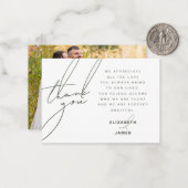 Dunkle Sage Minimalistische Foto Hochzeit Danke Ka Mitteilungskarte (Vorderseite/Rückseite Beispiel)