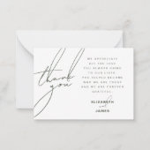 Dunkle Sage Minimalistische Foto Hochzeit Danke Ka Mitteilungskarte (Vorderseite)