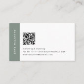 Dunkle Sage | Moderner Minimalistischer QR-Code Visitenkarte (Vorderseite)