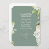 Dunkle Sage White Hydrangea beide Eltern Hochzeit Einladung (Vorne/Hinten)