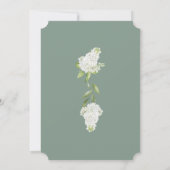 Dunkle Sage White Hydrangea Blumenzange Detail Einladung (Rückseite)