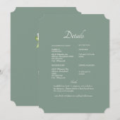 Dunkle Sage White Hydrangea Blumenzange Detail Einladung (Vorne/Hinten)