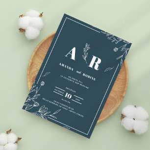 Dunkle Salbei-Botanische Hochzeitseinladung Einladung