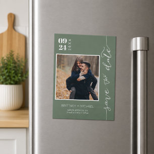 Dunkle Salbei-Foto-Save-the-Date Magnetkarte