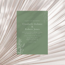 Dunkle Salbeigrüne botanische Hochzeitseinladung