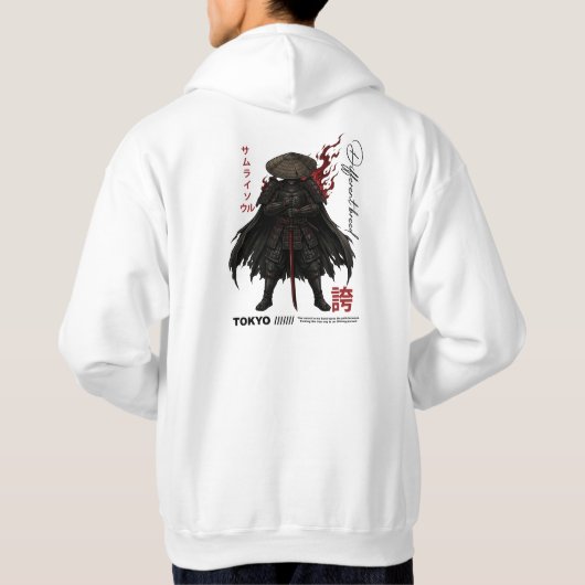 Dunkle Samurai-Krieger-Rüstung Japanisch Gothic Ro Hoodie (Rückseite)
