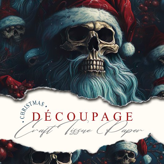 Dunkle Santa Skulls in Weihnachtsmannmützen Feierl Seidenpapier