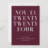 Dunkle Scarlet moderne Typografie minimalistische  Save The Date (Vorderseite)