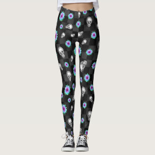 DUNKLE SCHÄDEL-BLUMEN-LEGGINGS LEGGINGS