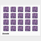Dunkle Schatten violette Blumen Textur Quadratischer Aufkleber (Blatt)