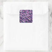 Dunkle Schatten violette Blumen Textur Quadratischer Aufkleber (Tasche)