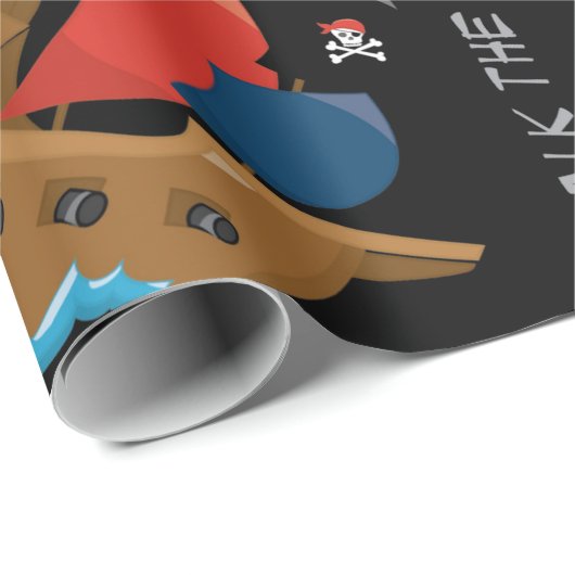 Dunkle Schatzinsel Party Pirate Wrapping Paper Geschenkpapier (Rolleneckpunkt)