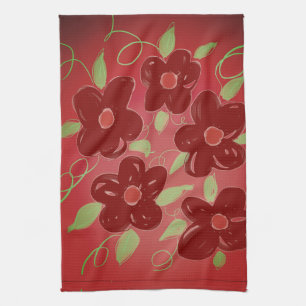 Dunkle Scheune Rot Blume Geschirrtuch