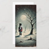 Dunkle, schneebedeckte Night Nutcracker Card Feiertagskarte (Vorne/Hinten)