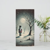 Dunkle, schneebedeckte Night Nutcracker Card Feiertagskarte (Stehend Vorderseite)