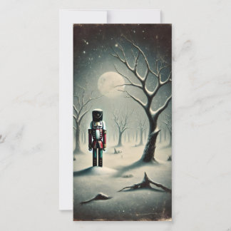 Dunkle, schneebedeckte Night Nutcracker Card Feiertagskarte