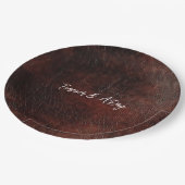Dunkle Schokolade Braun Western Imitate Leder Pappteller (Schrägansicht)