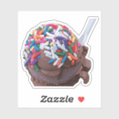 Dunkle Schokolade Eiscreme mit Regenbogensprinklen Aufkleber (Blatt)