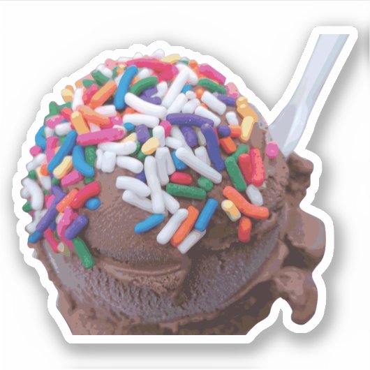 Dunkle Schokolade Eiscreme mit Regenbogensprinklen Aufkleber (Vorderseite)