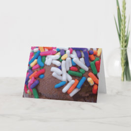 Dunkle Schokolade Eiscreme mit Regenbogensprinklen Karte