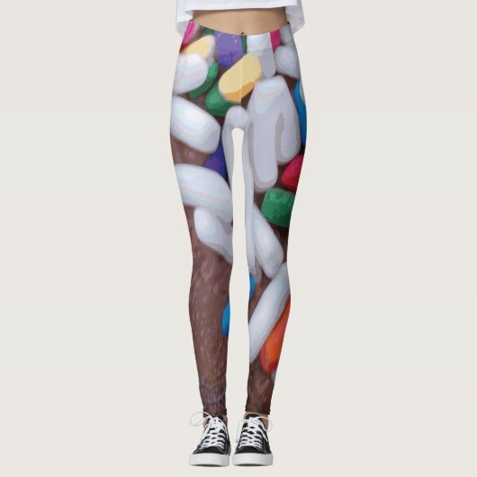 Dunkle Schokolade Eiscreme mit Regenbogensprinklen Leggings (Vorderseite)