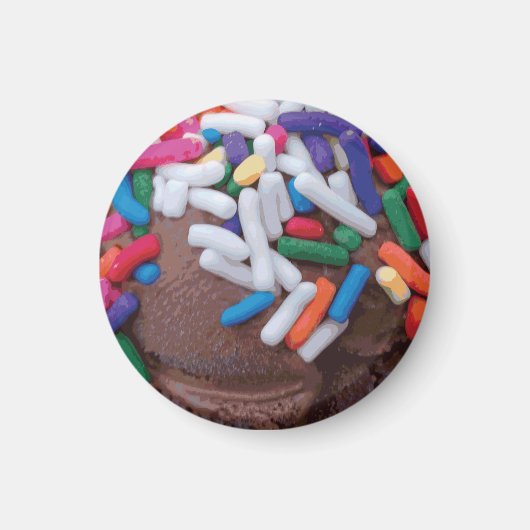 Dunkle Schokolade Eiscreme mit Regenbogensprinklen Magnet (Vorne)