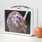 Dunkle Schokolade Eiscreme mit Regenbogensprinklen Metall Brotdose (Beispiel)