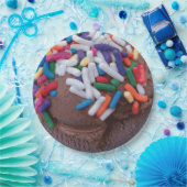 Dunkle Schokolade Eiscreme mit Regenbogensprinklen Pappteller (Party)