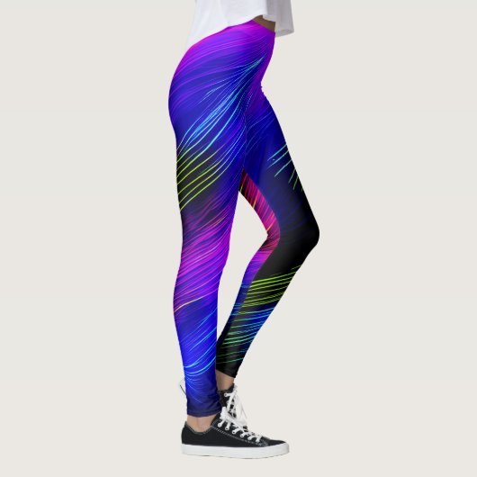 Dunkle schöne Farben Neonleuchten Linien Leggings (Rechts)