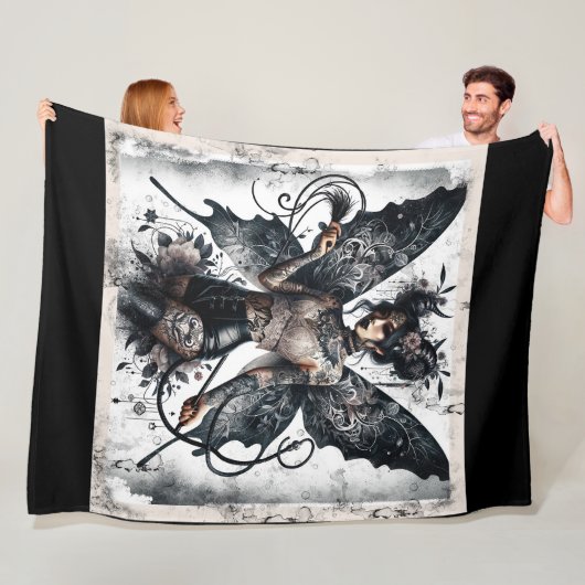Dunkle Schönheit Gothic asiatische Feen-Tätowierun Fleecedecke (Beispiel)