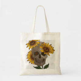 Dunkle Schönheit: Totenkopf trifft Sonnenblume Tragetasche