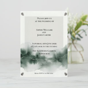 Dunkle schottische Highland-Hochzeit im Wald Einladung