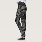 Dunkle Schwarz & Graue Rose Chic Fashion Leggings (Links)