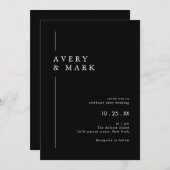 Dunkle Schwarz Moderne Minimalistische Hochzeit Einladung (Vorne/Hinten)