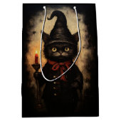 Dunkle schwarze Katze Design zu Halloween, Goth Mittlere Geschenktüte (Vorderseite)